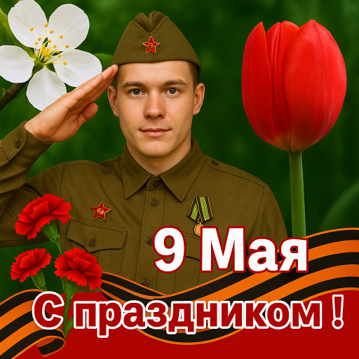Портрет ветерана Великой Отечественной войны в стиле цифрового искусства