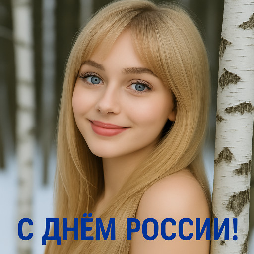 Патриотический ИИ портрет с флагом России