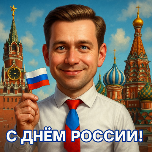 Процесс создания ИИ шаржа ко Дню России