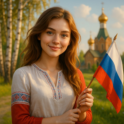 ИИ портрет с российским флагом в патриотическом стиле