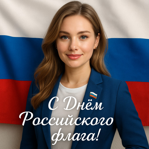 ИИ портрет с российским флагом в патриотическом стиле