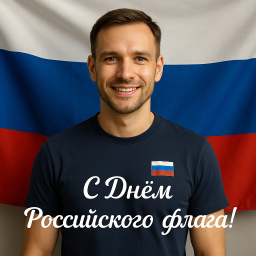 ИИ портрет с российским флагом в патриотическом стиле